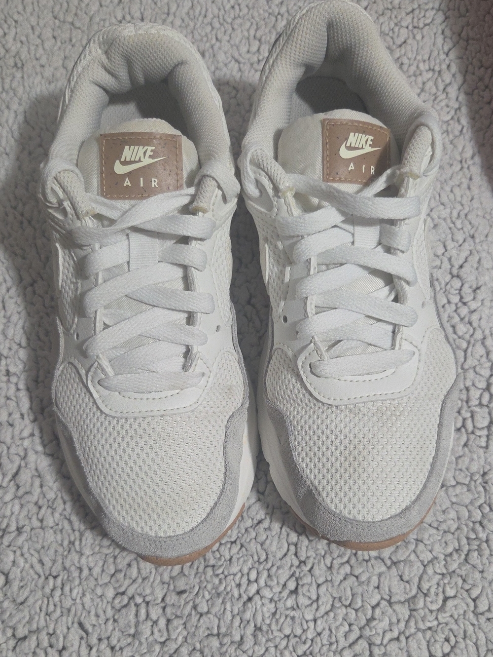 Nike Kids White Sneakers with Tan Accents